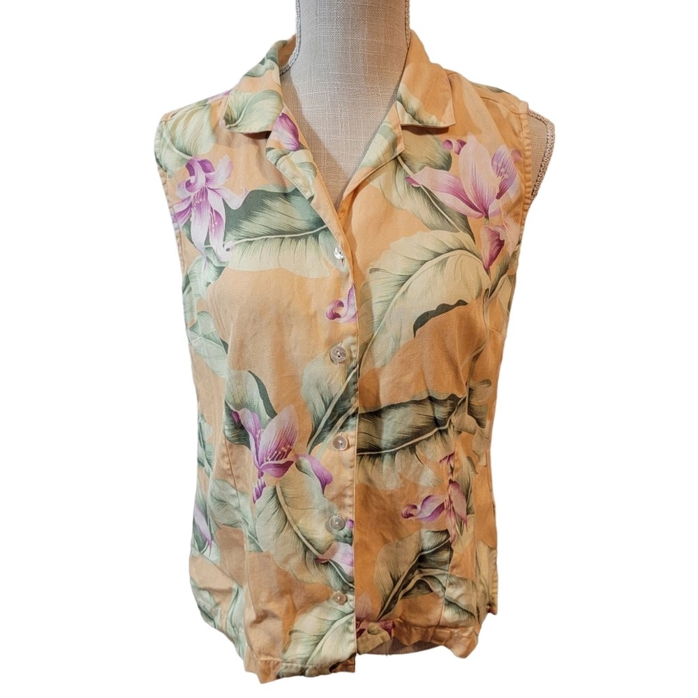 Tommy Bahama Floral Button Down Shirt - Orange and Green